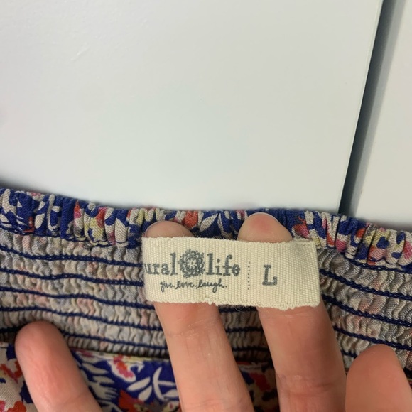 Natural Life Bailey Mini Dress LARGE Boho Hippie Floral Smocked Cottagecore - Picture 4 of 7